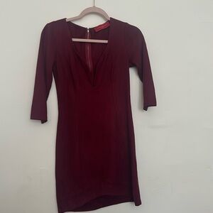 Akira Chicago, red label size medium burgundy, suede body con mini dress